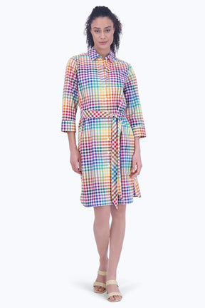 Rocca No Iron Rainbow Gingham Dress