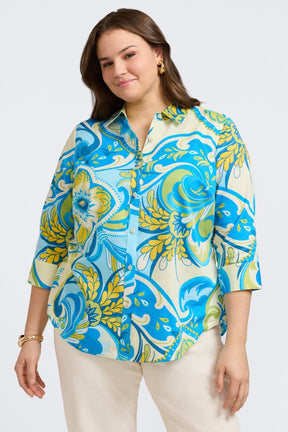 Margie Plus Tropical Jacobean 3/4 Sleeve Shirt