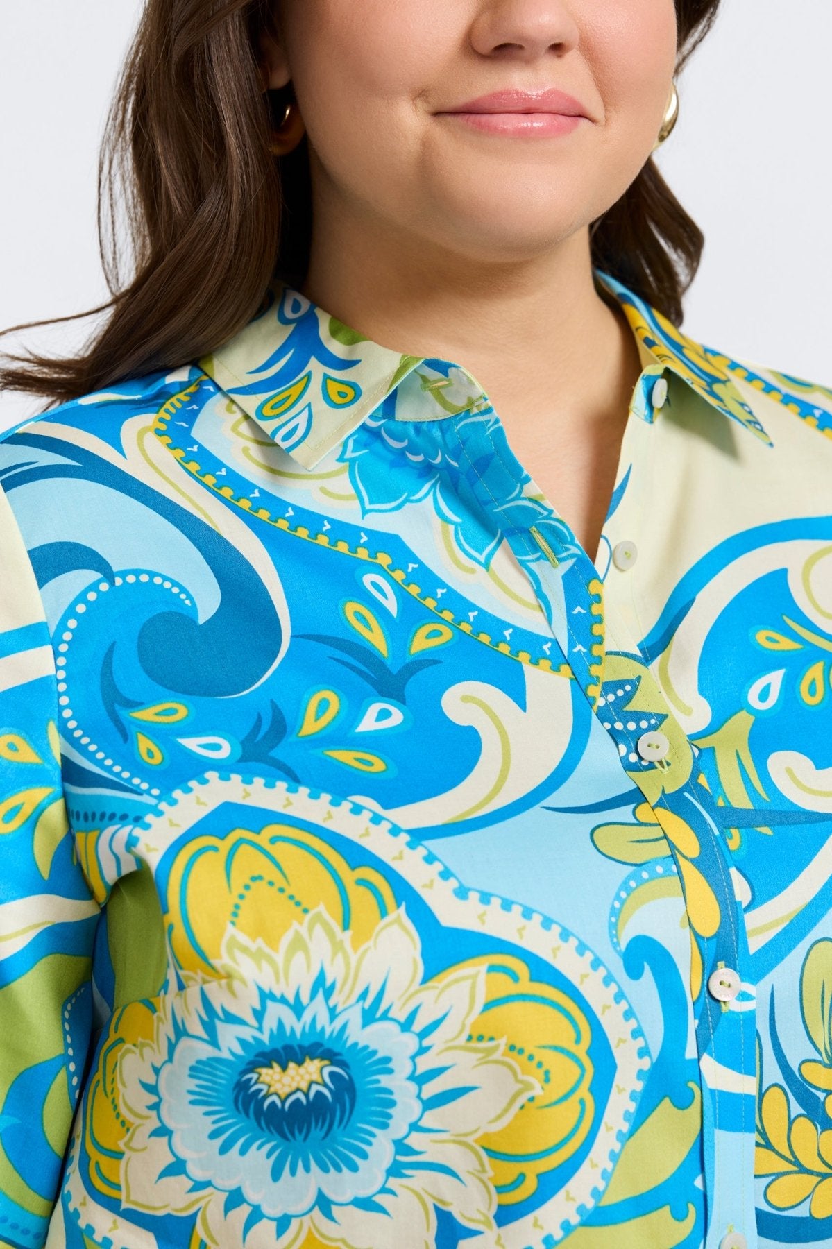 Margie Plus Tropical Jacobean 3/4 Sleeve Shirt