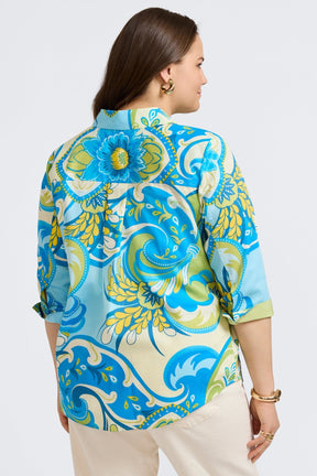 Margie Plus Tropical Jacobean 3/4 Sleeve Shirt