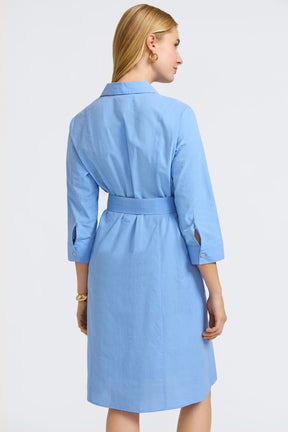 Fiona Seersucker Lake Blue 3/4 Sleeve Dress