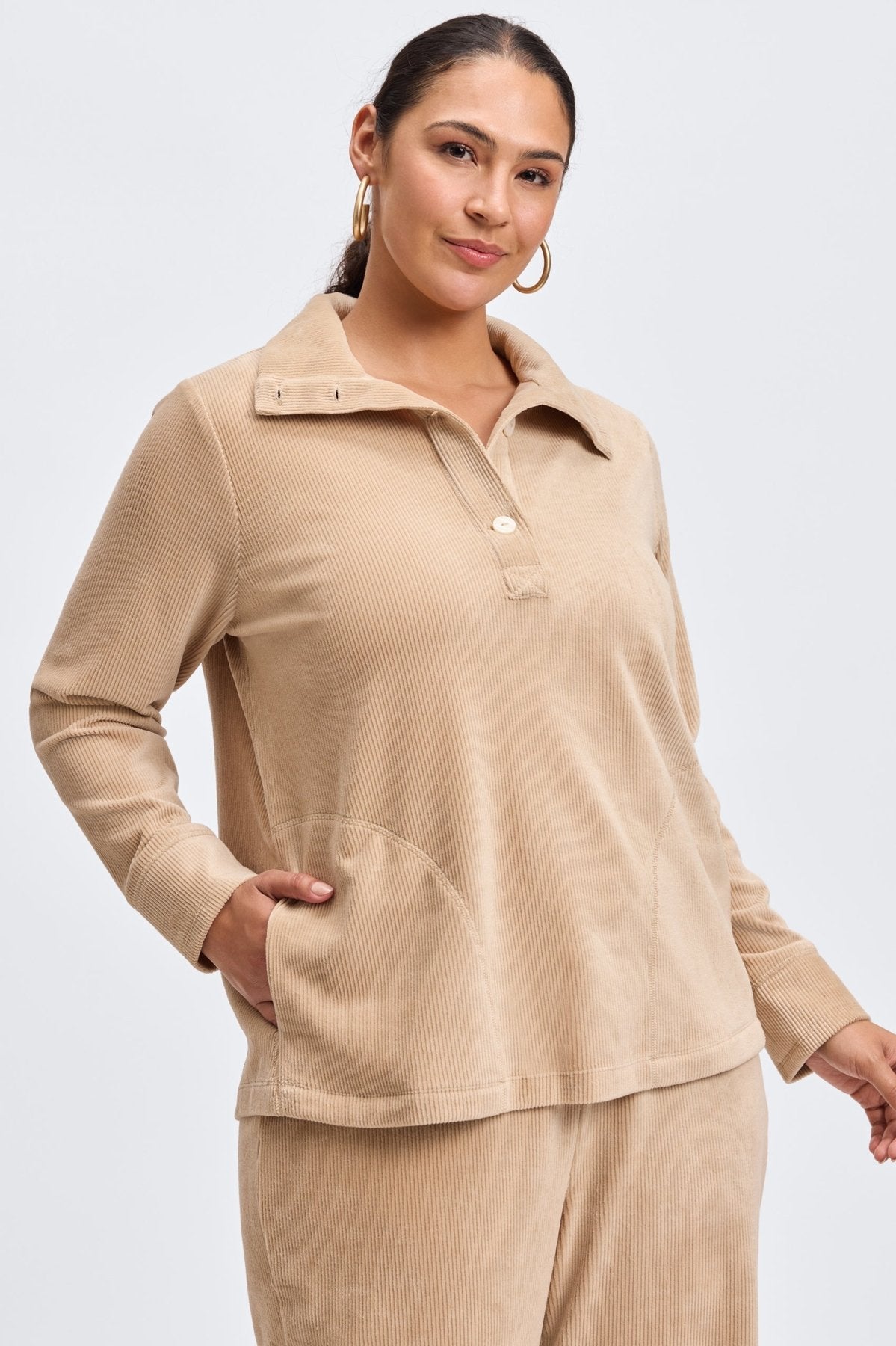 Sammy Plus Long Sleeve Plush Cord Popover