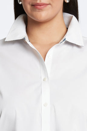 Margie Plus Stretch No Iron Indigo Stripe Detail Shirt