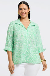 Agnes Plus Linen Giraffe 3/4 Sleeve Popover Shirt