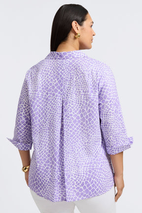 Agnes Plus Linen Giraffe 3/4 Sleeve Popover Shirt