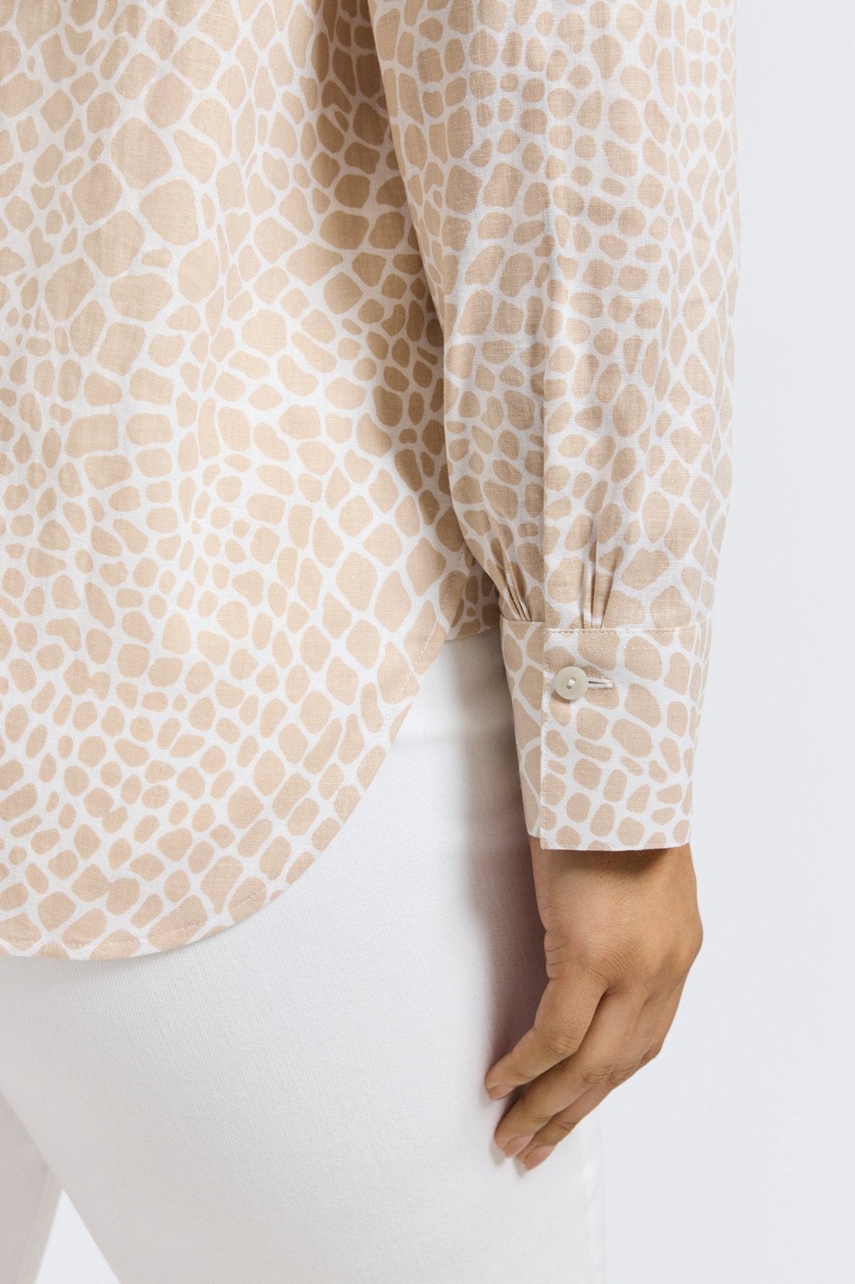 Meghan Plus Linen Giraffe Long Sleeve Shirt