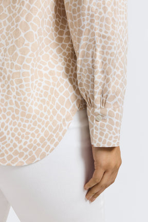 Meghan Plus Linen Giraffe Long Sleeve Shirt