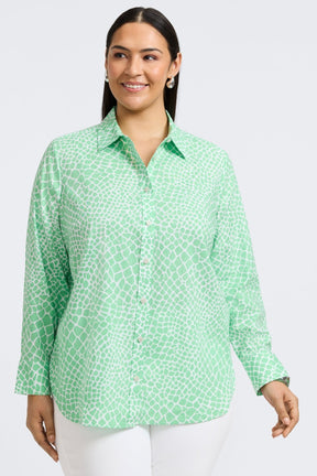 Meghan Plus Linen Giraffe Long Sleeve Shirt