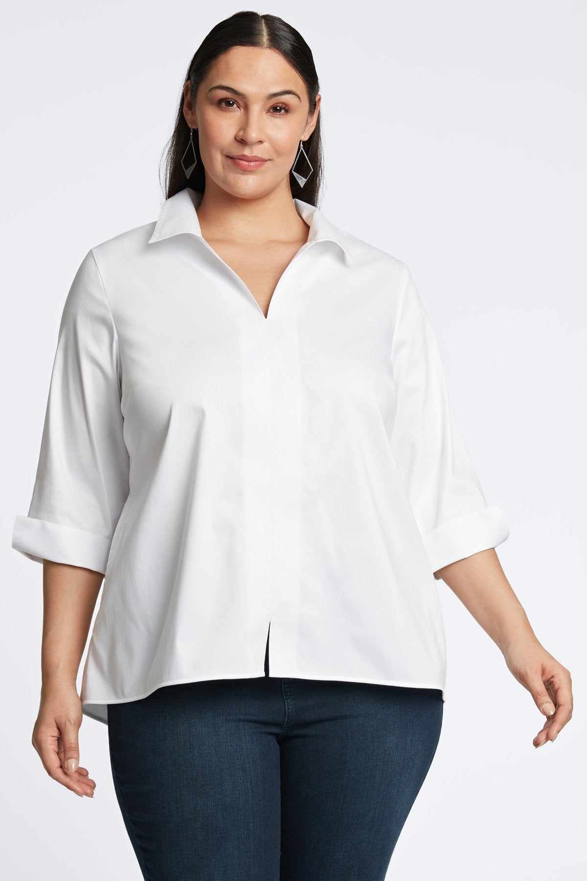 Agnes Plus No Iron Stretch Sateen Shirt