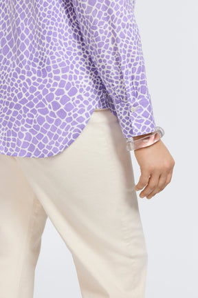 Meghan Plus Linen Giraffe Long Sleeve Shirt