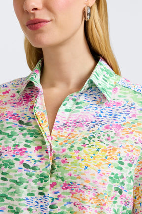 Olivia Linen Impressionist Floral 3/4 Sleeve Shirt