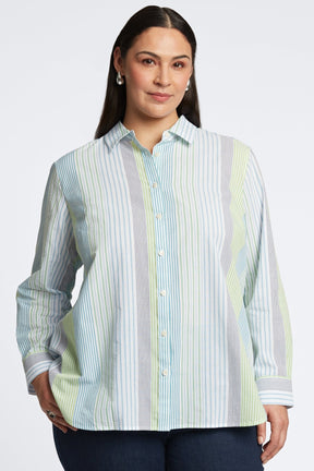 Boyfriend Plus Seersucker Stripe Tunic