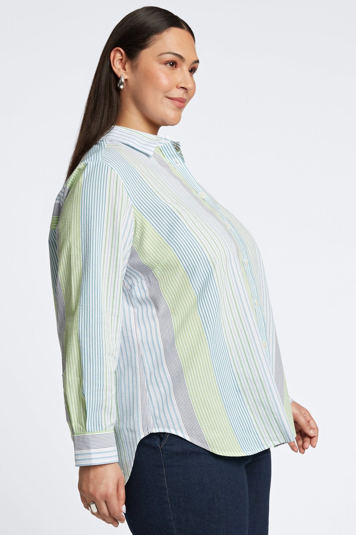 Boyfriend Plus Seersucker Stripe Tunic