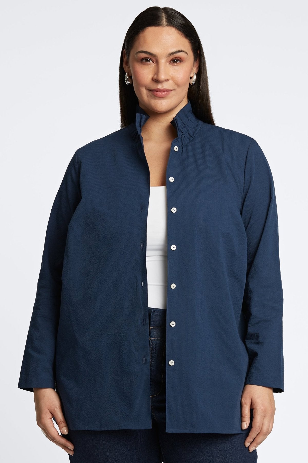 Carolina Plus Seersucker Long Sleeve Shirt Jacket