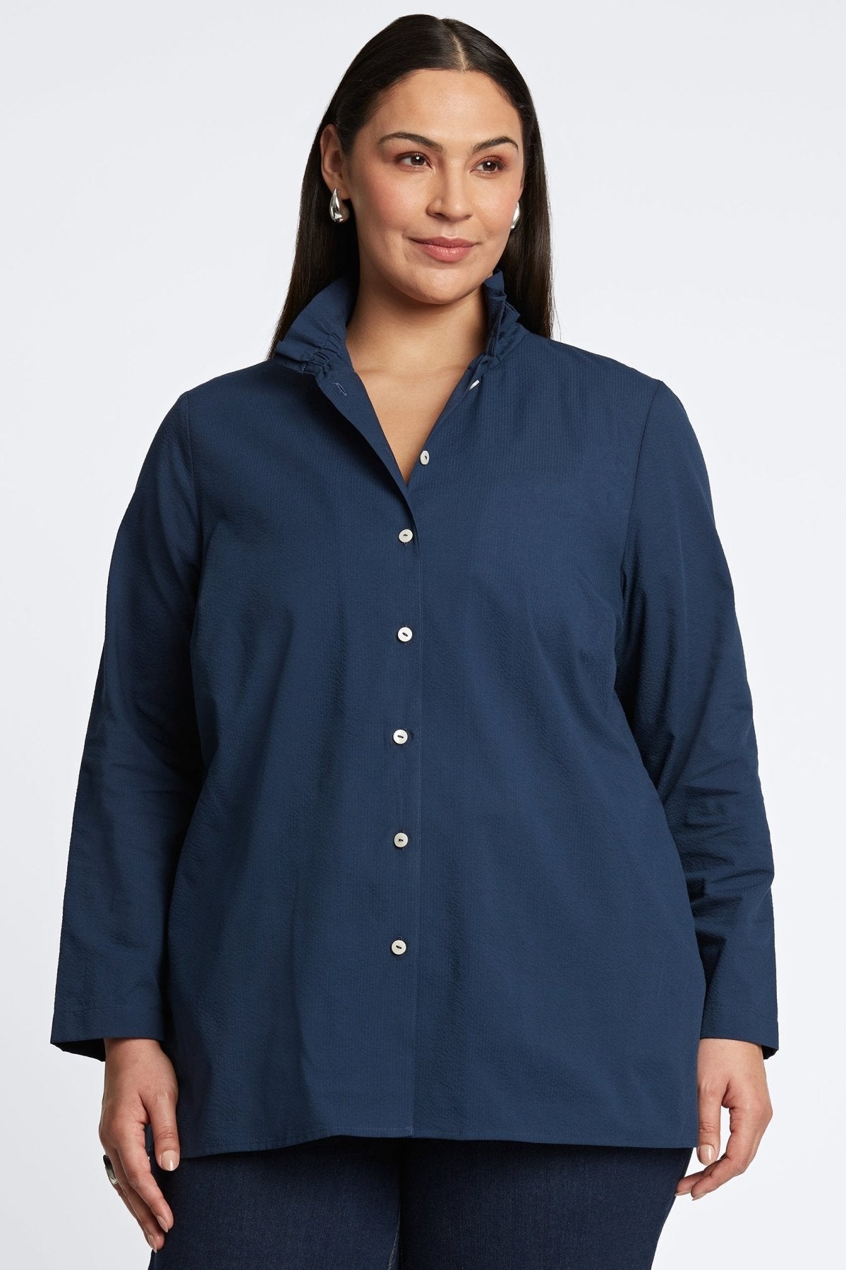 Carolina Plus Seersucker Long Sleeve Shirt Jacket