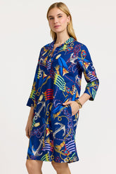 Sloane Linen Nautical Flags 3/4 Sleeve Dress