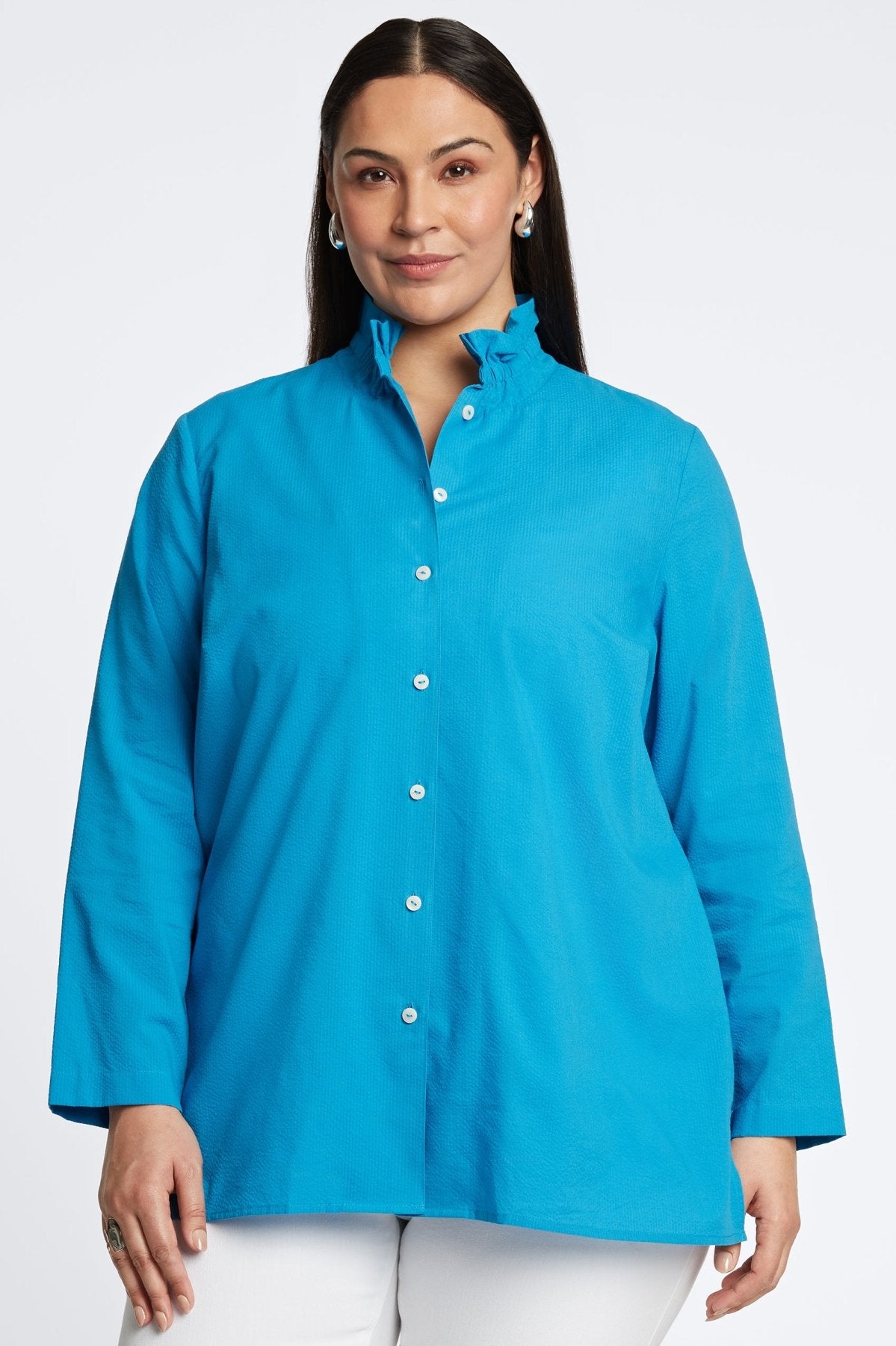 Carolina Plus Seersucker Long Sleeve Shirt Jacket