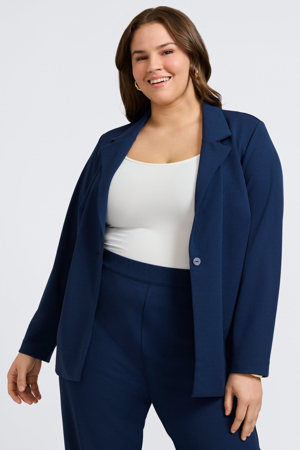 Morgan Plus Knit Crepe Long Sleeve Blazer