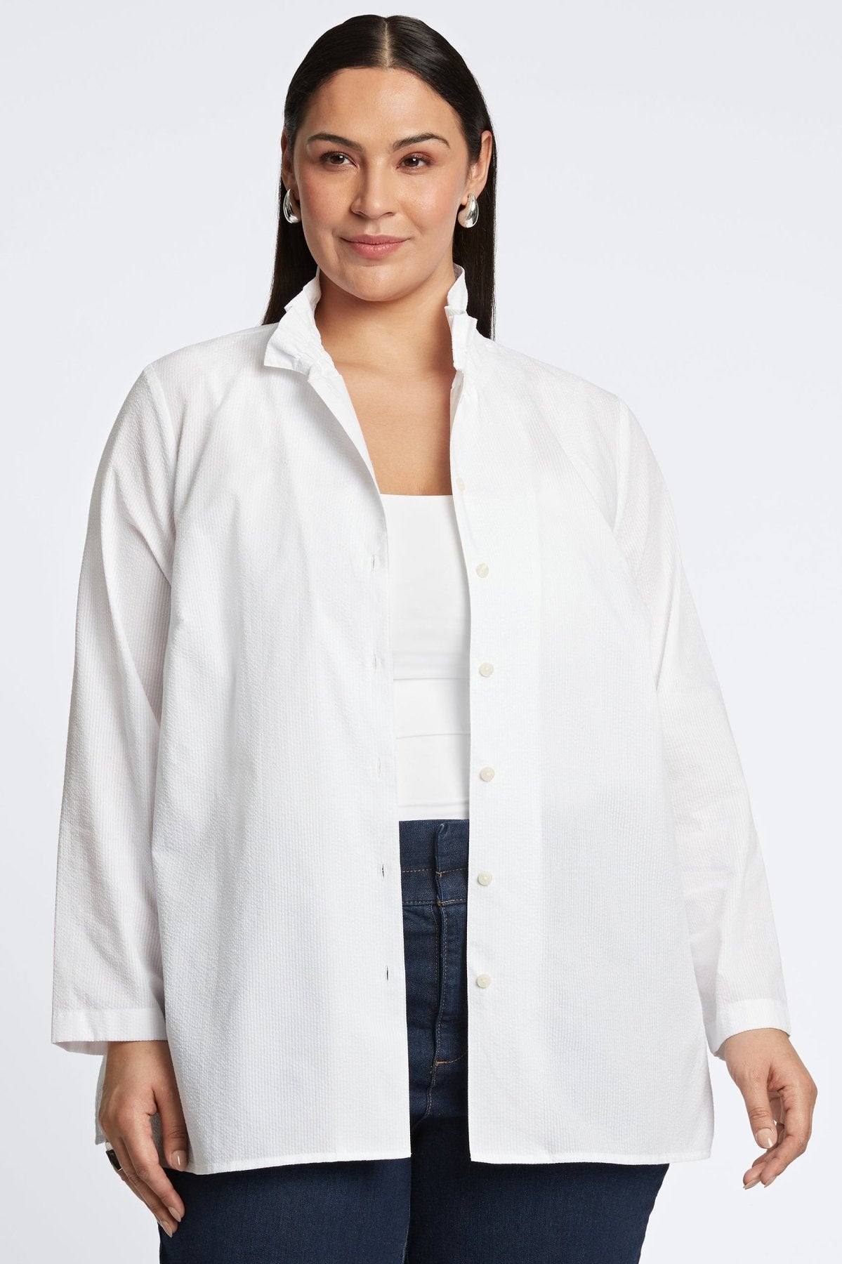 Carolina Plus Seersucker Long Sleeve Shirt Jacket