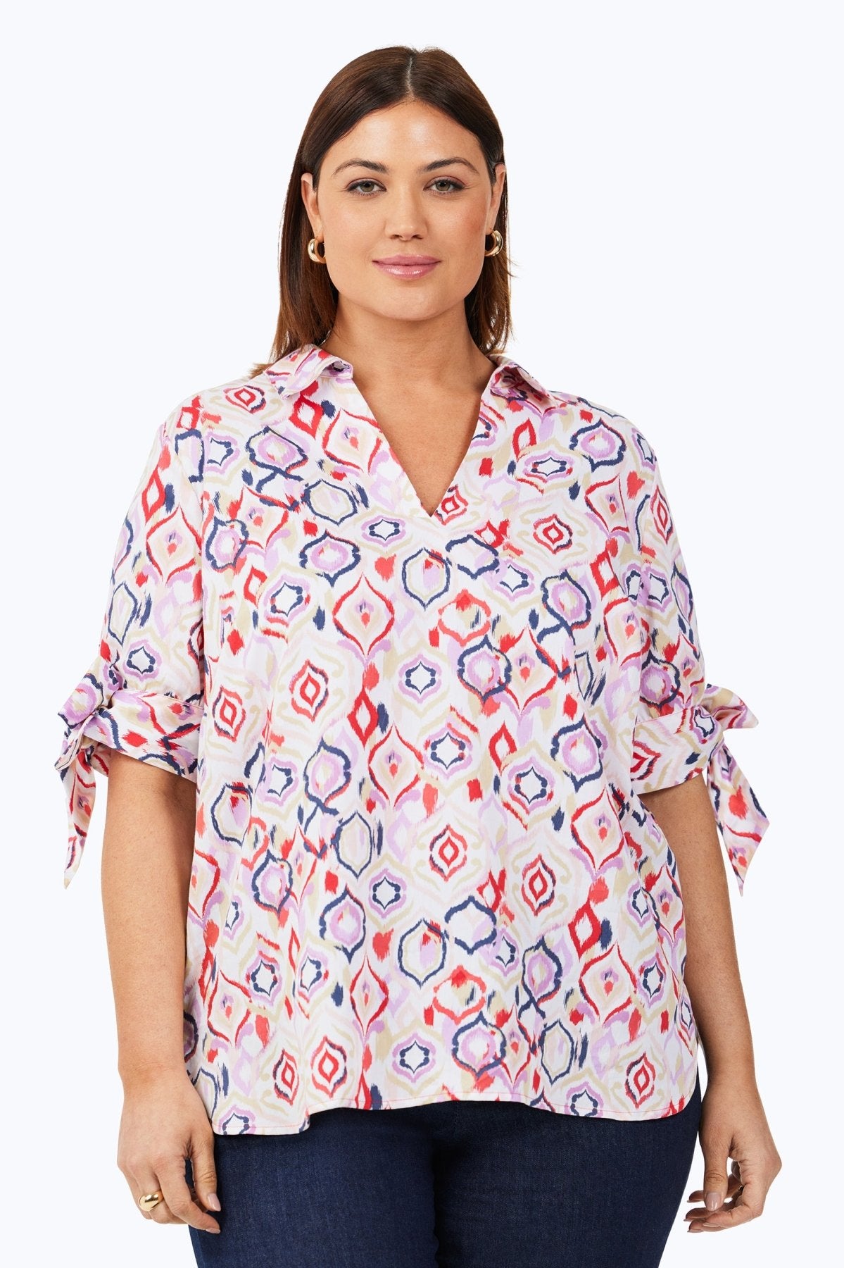 Emma Plus Non-Iron Summer Ikat Shirt