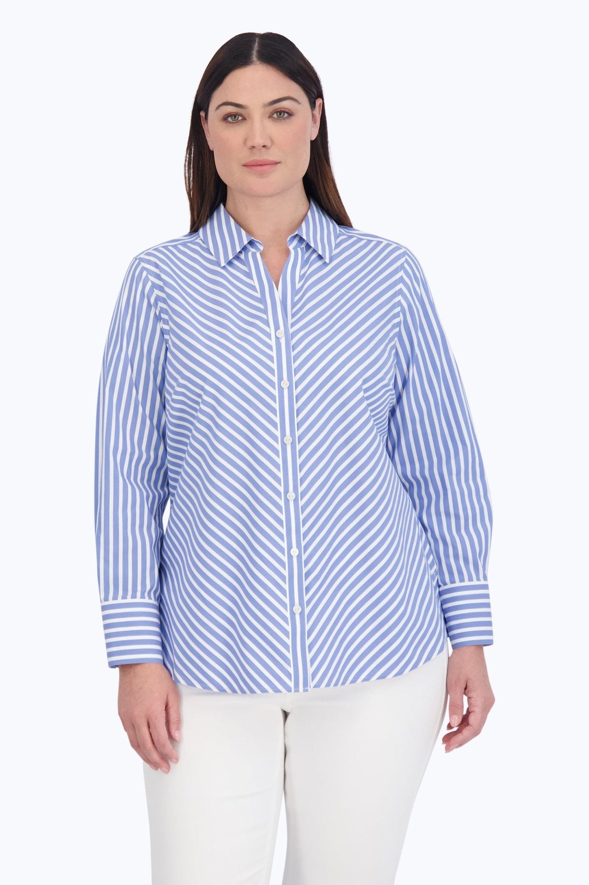 Mary Plus Stretch No Iron Stripe Shirt