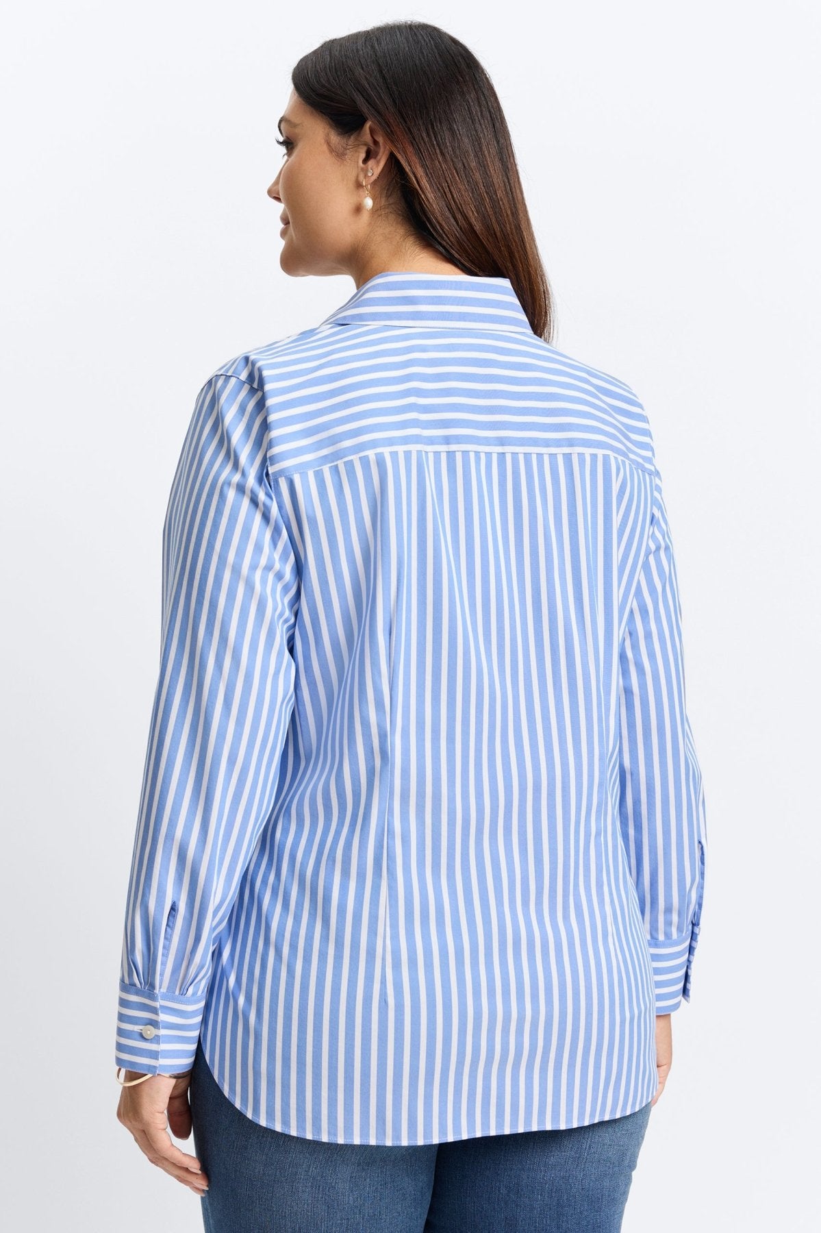 Sabine Plus Stretch No Iron Stripe Tie Shirt