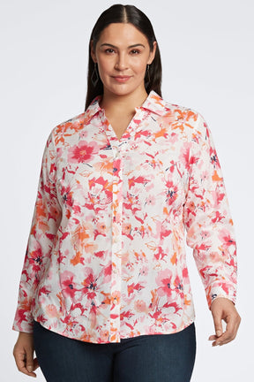 Mary Plus No Iron Watercolor Floral Shirt