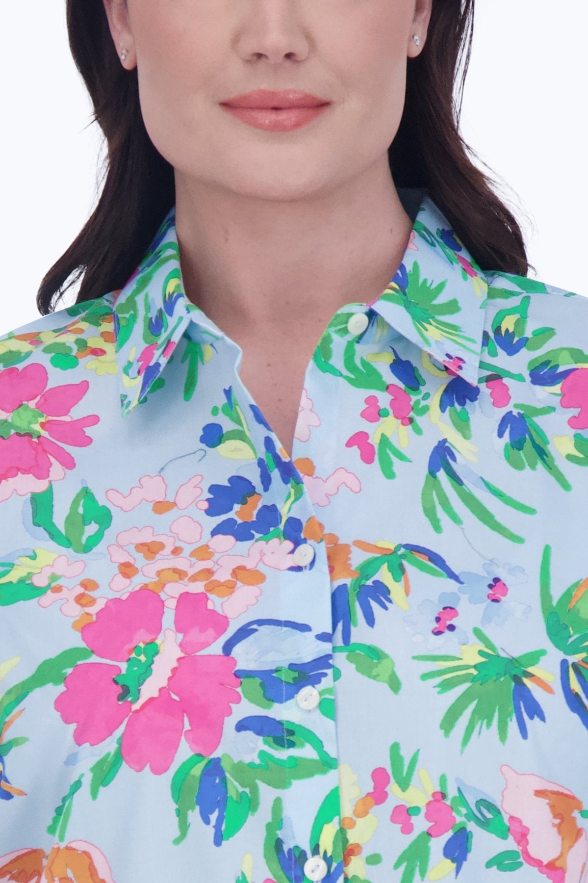 Kelly Plus No Iron Painterly Floral Shirt