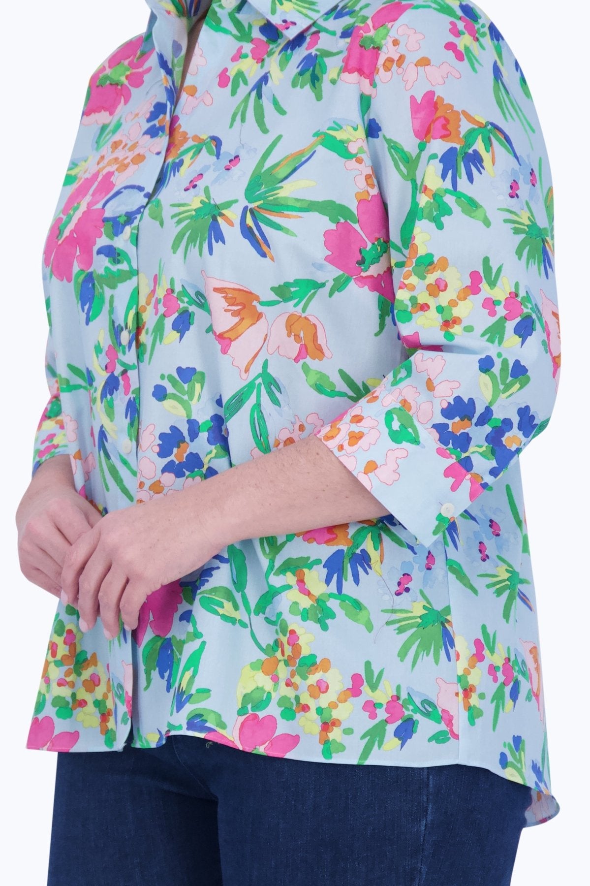 Kelly Plus No Iron Painterly Floral Shirt