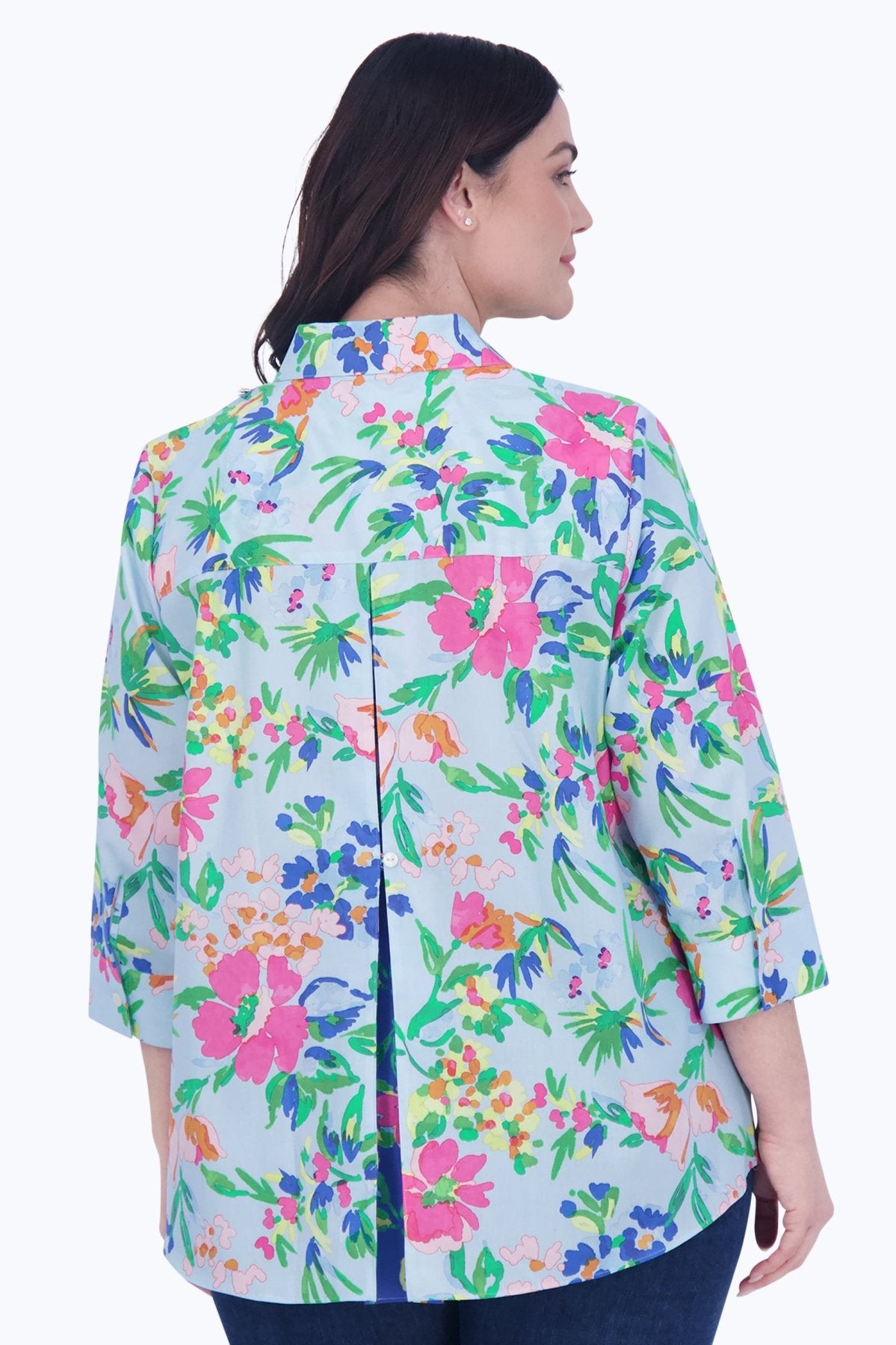 Kelly Plus No Iron Painterly Floral Shirt