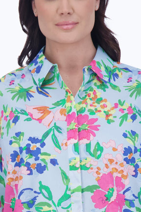 Luna Plus No Iron Painterly Floral Shirt