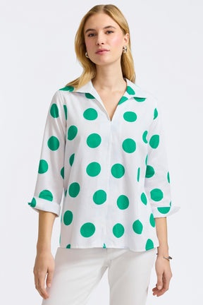 Agnes Springtime Dot 3/4 Sleeve Popover Shirt