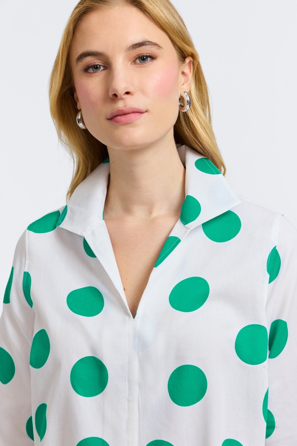 Agnes Springtime Dot 3/4 Sleeve Popover Shirt