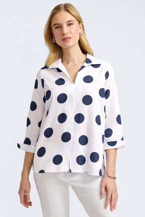 Agnes Springtime Dot 3/4 Sleeve Popover Shirt