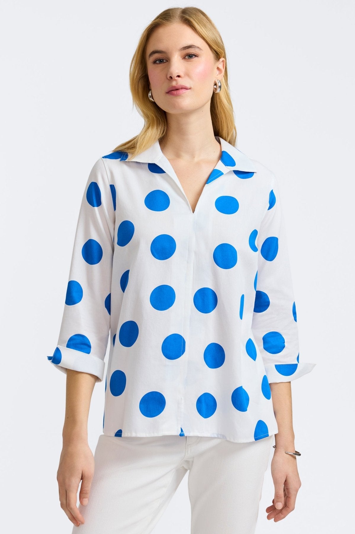 Agnes Springtime Dot 3/4 Sleeve Popover Shirt