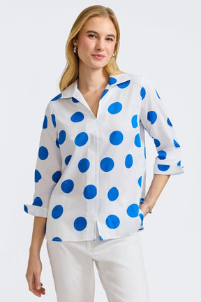 Agnes Springtime Dot 3/4 Sleeve Popover Shirt