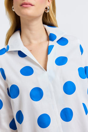 Agnes Springtime Dot 3/4 Sleeve Popover Shirt