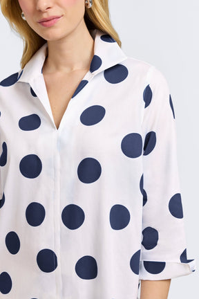 Agnes Springtime Dot 3/4 Sleeve Popover Shirt