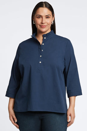 Mia Plus Seersucker Popover Shirt