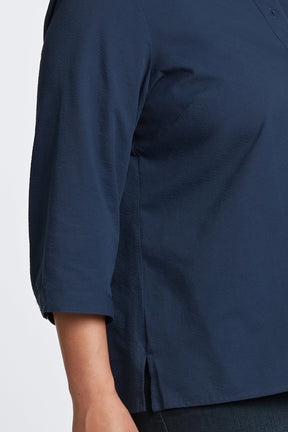 Mia Plus Seersucker Popover Shirt