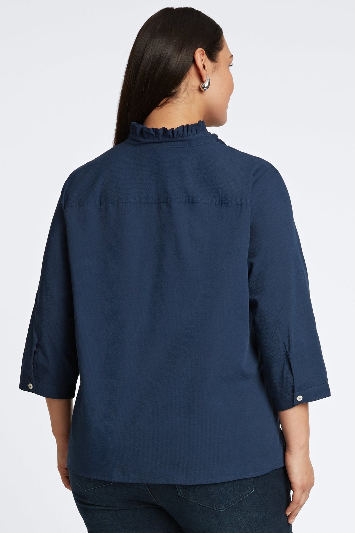 Mia Plus Seersucker Popover Shirt