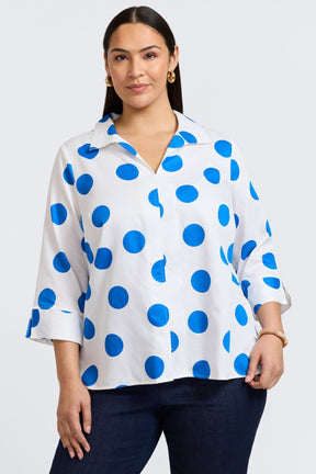 Agnes Plus Springtime Dot 3/4 Sleeve Popover Shirt