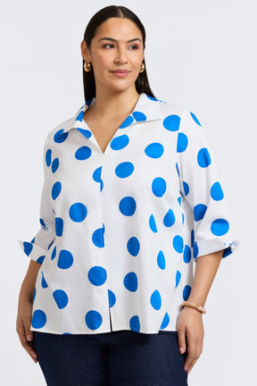 Agnes Plus Springtime Dot 3/4 Sleeve Popover Shirt