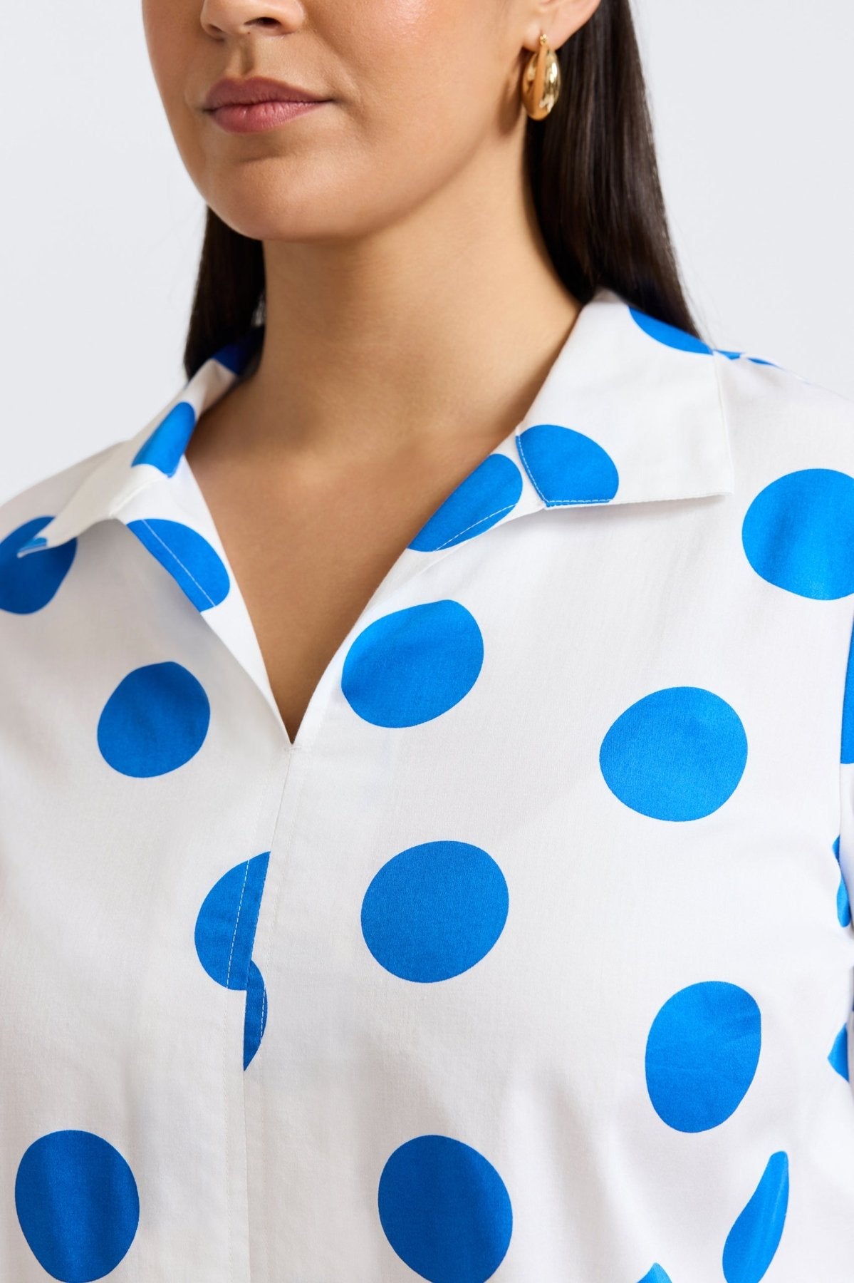 Agnes Plus Springtime Dot 3/4 Sleeve Popover Shirt