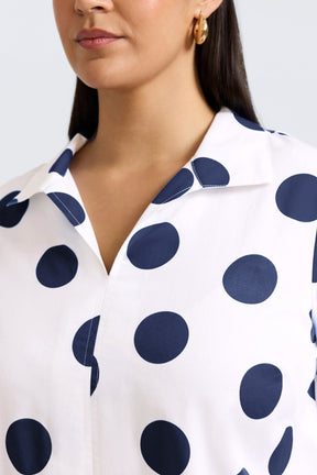 Agnes Plus Springtime Dot 3/4 Sleeve Popover Shirt