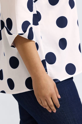 Agnes Plus Springtime Dot 3/4 Sleeve Popover Shirt