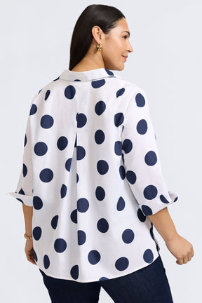 Agnes Plus Springtime Dot 3/4 Sleeve Popover Shirt