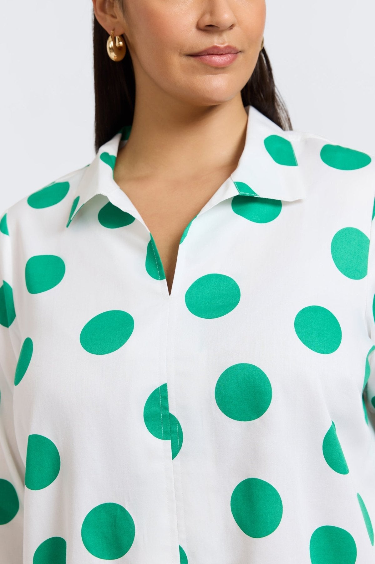 Agnes Plus Springtime Dot 3/4 Sleeve Popover Shirt