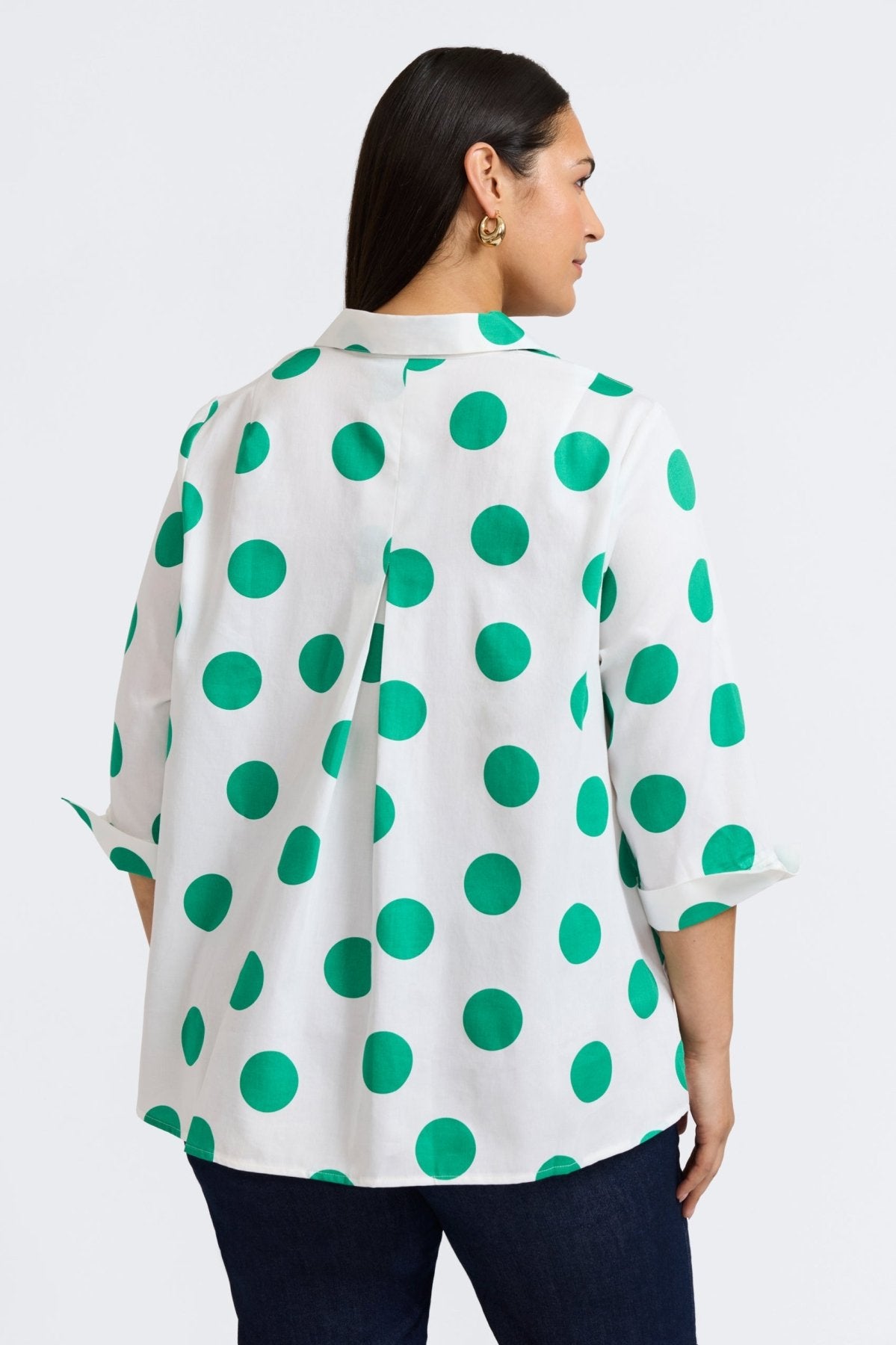 Agnes Plus Springtime Dot 3/4 Sleeve Popover Shirt