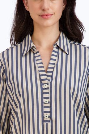 Andie No Iron Navy Stripe Shirt